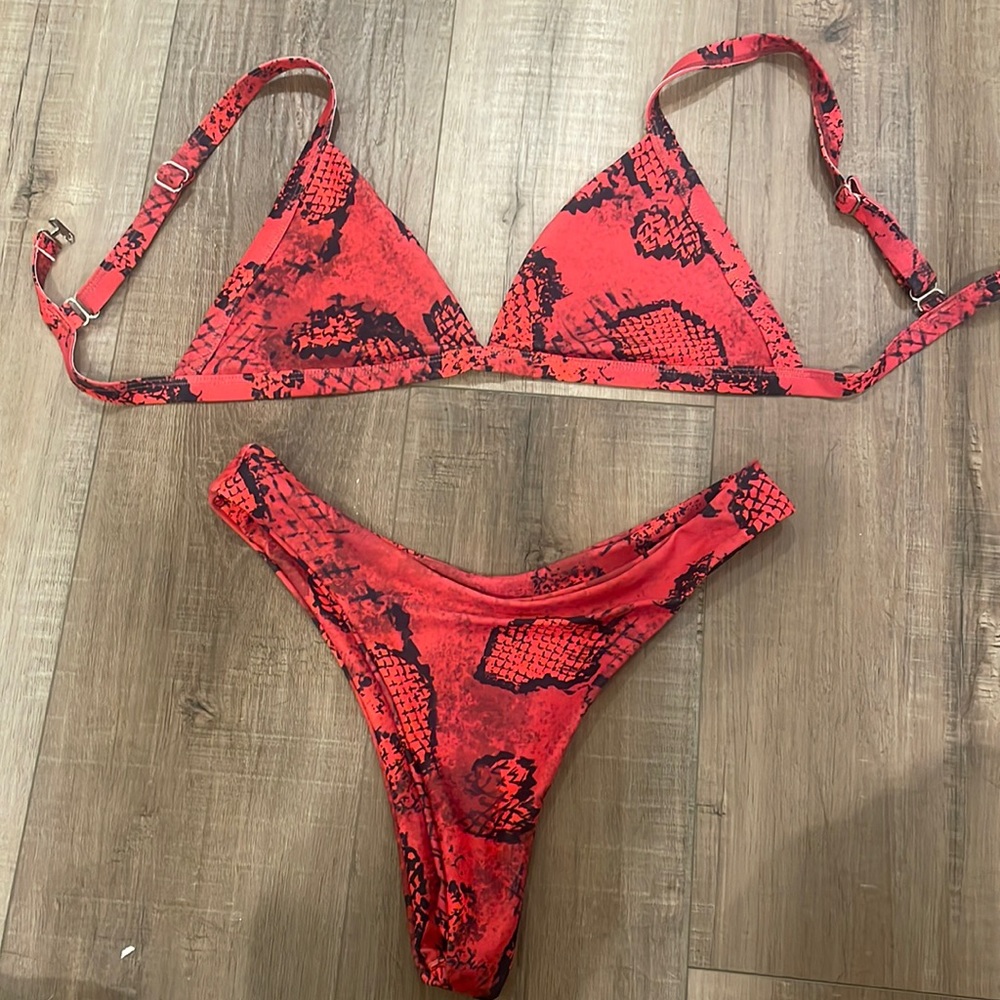 red snakeskin bikini